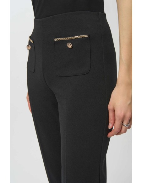 Pantaloni dritti Joseph Ribkoff in crêpe scuba con dettagli dorati  | 