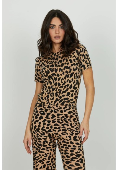 Maglia ANOUK Relish donna mezza manica girocollo fantasia maculata  | 