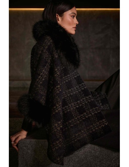 Joseph Ribkoff Mantella Donna in Maglia Jacquard con Dettagli in Pelli