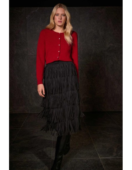 Joseph Ribkoff Donna Gonna a Tubino Plissettata con Frange a Strati  |