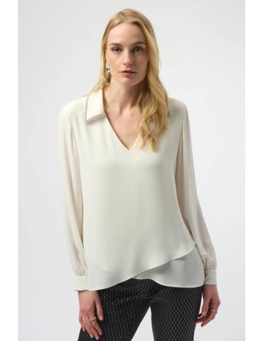 Joseph Ribkoff Donna Top Svasato a Strati in Georgette con Strass  | M