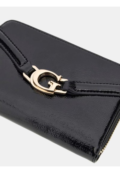 Portafoglio Dea Guess donna effetto vernice con zip e logo in metallo 