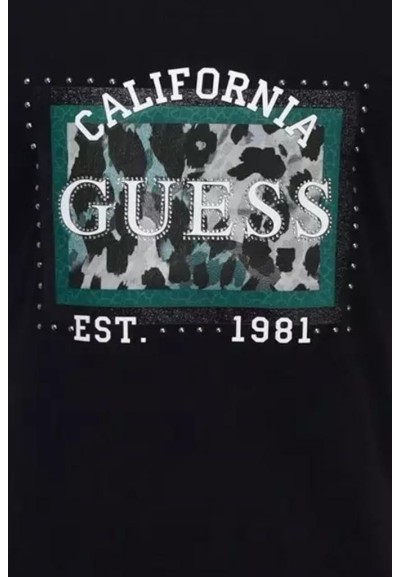 T-shirt Donna Animalier Guess in Cotone Elasticizzato  | Mariadesole.i