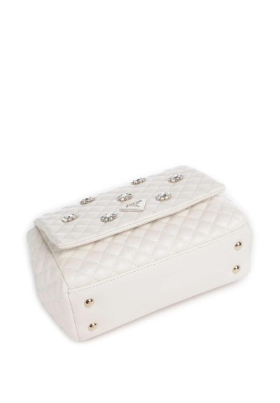 Borsa a Spalla Donna Guess Everlee in Pelle Sintetica con Pietre Ornam