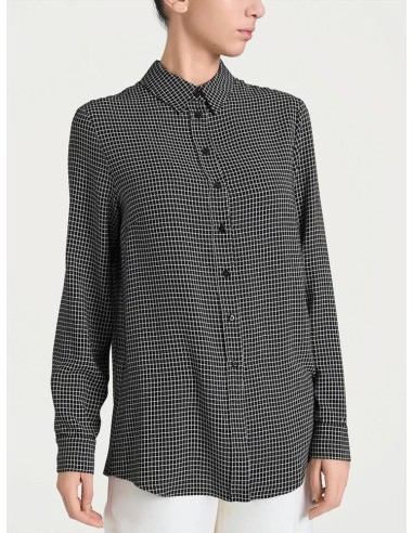 Camicia Donna Ragno Micro Check Bicolor in Winter EcoSeta Maniche Lung