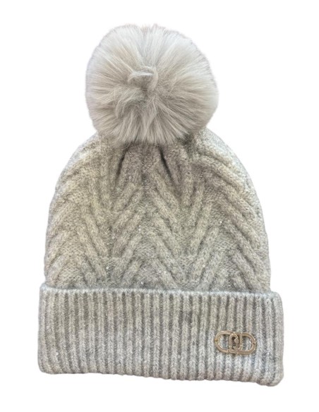 Berretto Liu Jo donna in misto lana con pompon e lurex  | Mariadesole.