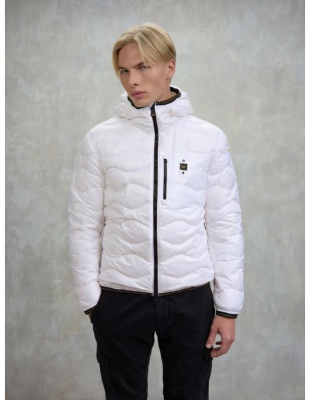 Blauer Uomo Piumino Wave con Trapuntatura ad Onde e Cappuccio  | Maria