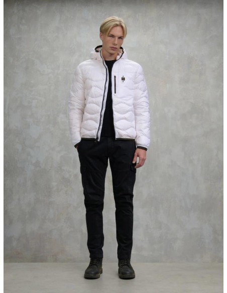 Blauer Uomo Piumino Wave con Trapuntatura ad Onde e Cappuccio  | Maria