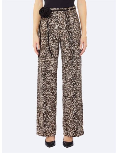 Pantalone Liu Jo donna in denim animalier a vita alta  | Mariadesole.i