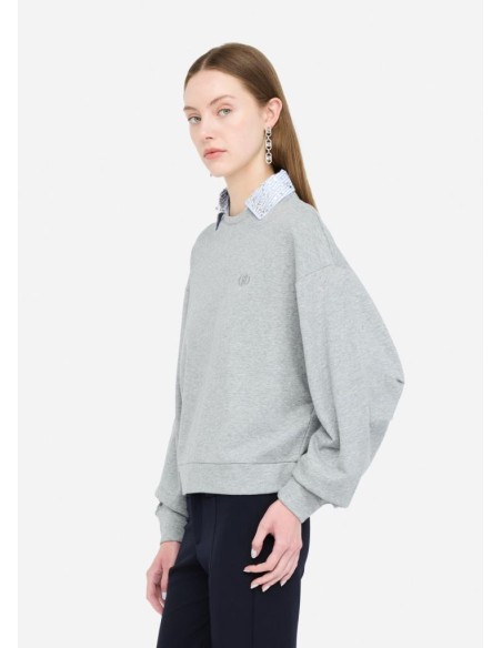 Felpa Liu Jo donna in cotone con strass e logo ricamato  | Mariadesole