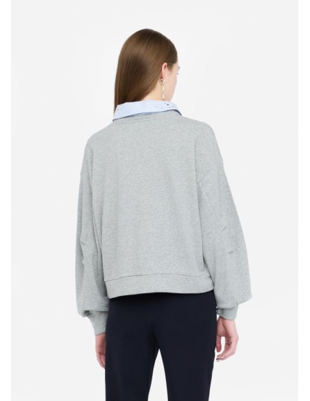 Felpa Liu Jo donna in cotone con strass e logo ricamato  | Mariadesole