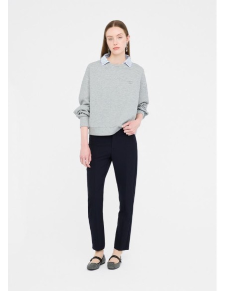 Felpa Liu Jo donna in cotone con strass e logo ricamato  | Mariadesole