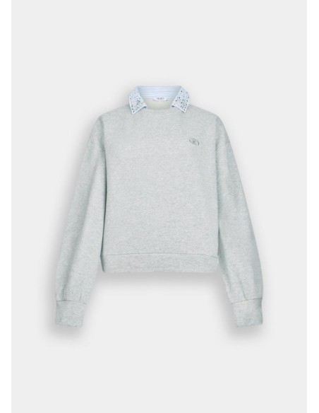 Felpa Liu Jo donna in cotone con strass e logo ricamato  | Mariadesole