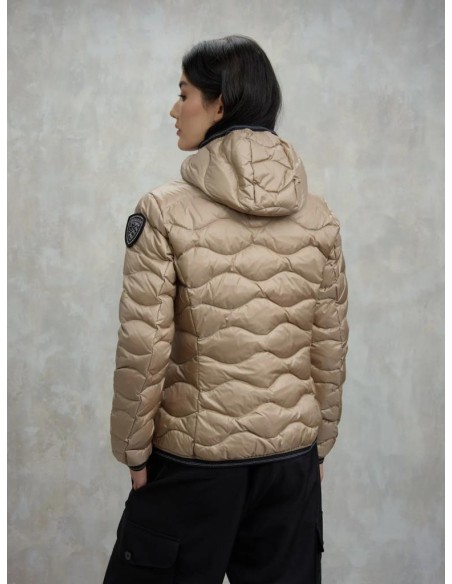 Blauer Donna Piumino Ad Onde Camelia in Nylon Lucido con Cappuccio  | 