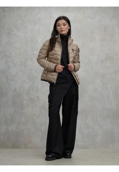 Blauer Donna Piumino Ad Onde Camelia in Nylon Lucido con Cappuccio  | 