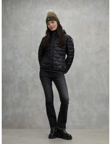 Blauer Donna Piumino Ad Onde Camelia in Nylon Lucido con Cappuccio  | 