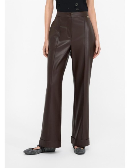 Liu Jo Pantaloni Donna in Tessuto Spalmato con Risvolto  | Mariadesole