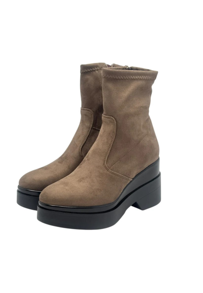 Lorenzo Mari Stivaletto Donna Polly Taupe in Alcantara con Plateau  | 