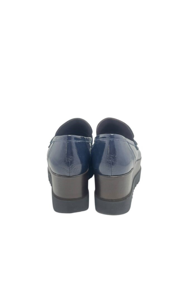 Lorenzo Mari Mocassino Donna in Vernice Blu con Frange e Suola Platfor