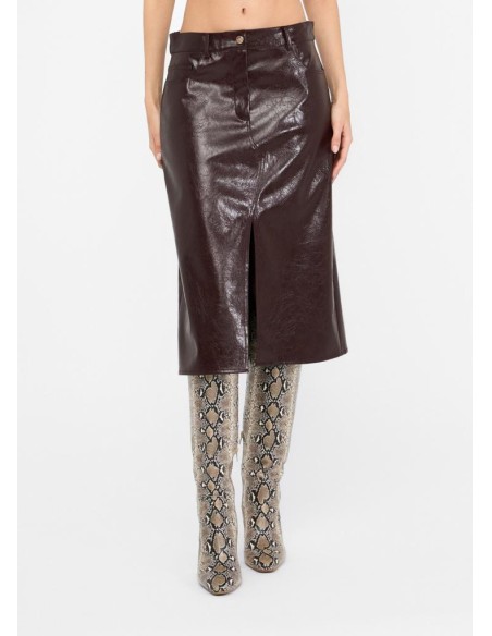 Liu Jo Gonna Donna Longuette Cinque Tasche Glossy Marrone  | Mariadeso