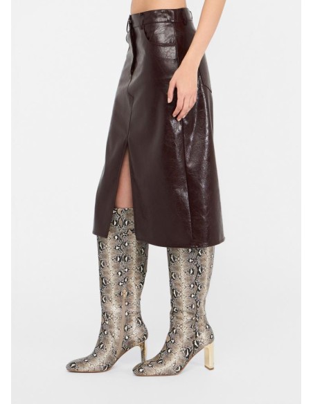 Liu Jo Gonna Donna Longuette Cinque Tasche Glossy Marrone  | Mariadeso