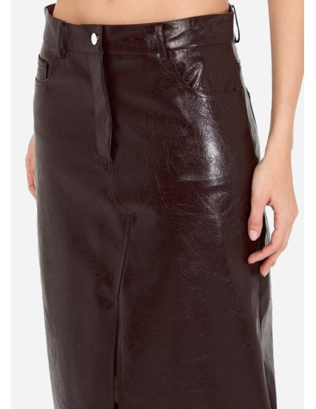 Liu Jo Gonna Donna Longuette Cinque Tasche Glossy Marrone  | Mariadeso