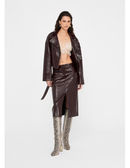 Liu Jo Gonna Donna Longuette Cinque Tasche Glossy Marrone  | Mariadeso