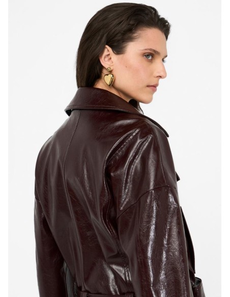 Liu Jo Giacca Donna Biker Glossy Marrone con Cintura  | Mariadesole.it