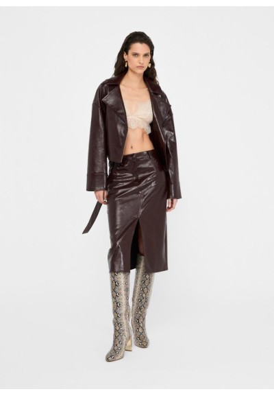 Liu Jo Giacca Donna Biker Glossy Marrone con Cintura  | Mariadesole.it