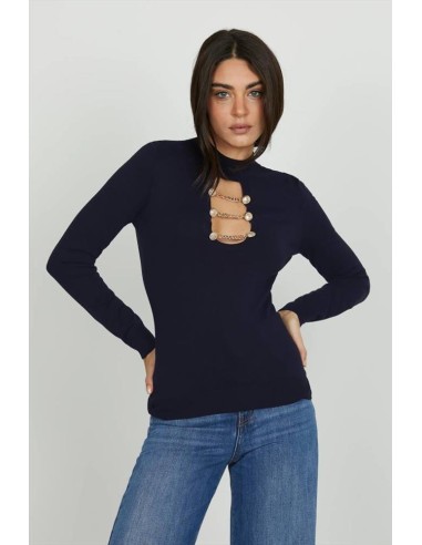 Relish Maglia Donna Chogolisa Colletto con Catene e Bottoni Gioiello  