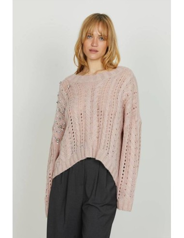 Relish Maglia Donna Serifo Over con Trecce e Pietre Applicate  | Maria