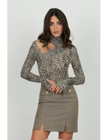 Relish Body Donna Opener Animalier con Collo Alto e Cut-Out  | Mariade