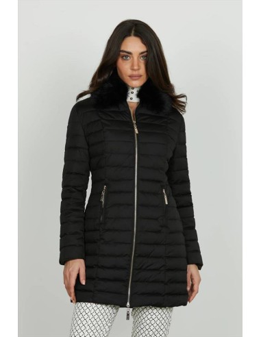 Relish Piumino Donna Ultar Lungo con Collo in Ecopelliccia e Zip  | Ma