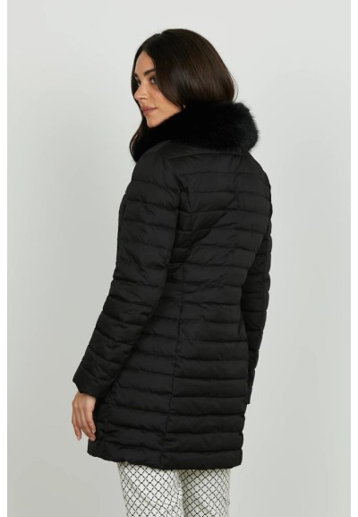 Relish Piumino Donna Ultar Lungo con Collo in Ecopelliccia e Zip  | Ma