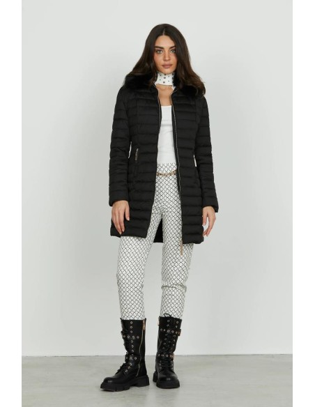 Relish Piumino Donna Ultar Lungo con Collo in Ecopelliccia e Zip  | Ma