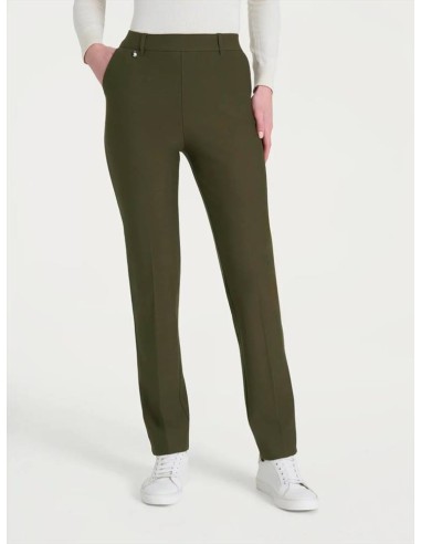Pantalone Donna Dritto in Tessuto Compact con Vita Elasticizzata e Tas
