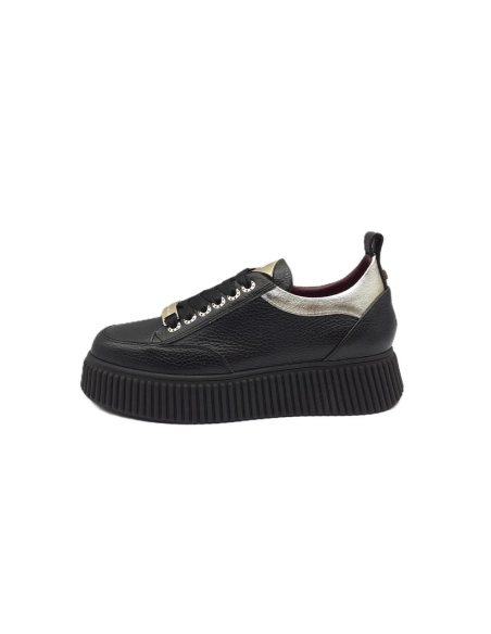 Lorenzo Mari Sneakers Donna Sally 26 in Pelle Nero e Platino  | Mariad