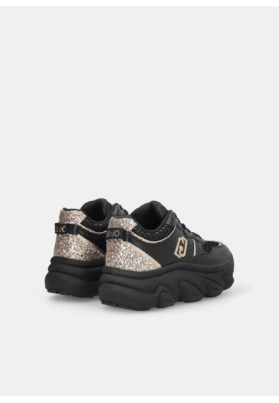 Liu Jo Chunky Sneakers Donna in Pelle con Dettagli Glitter e Suola 6 c
