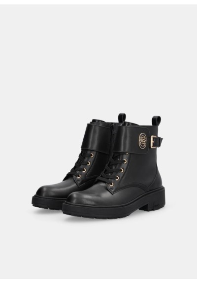 Liu Jo Donna Anfibi in Pelle con Fibbia Logo e Suola 4,5 cm  | Mariade