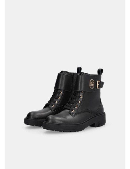 Liu Jo Donna Anfibi in Pelle con Fibbia Logo e Suola 4,5 cm  | Mariade