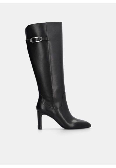 Liu Jo Donna Stivali Alti in Pelle con Fibbia e Tacco Largo 8,8 cm  | 