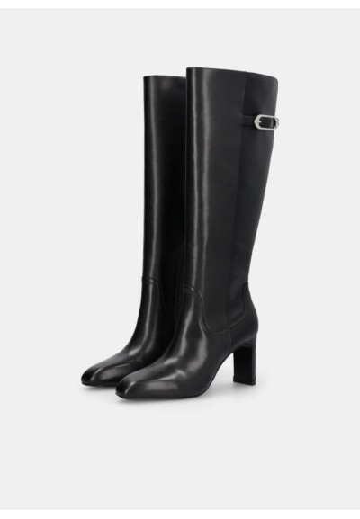 Liu Jo Donna Stivali Alti in Pelle con Fibbia e Tacco Largo 8,8 cm  | 