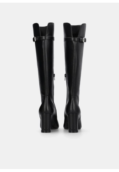 Liu Jo Donna Stivali Alti in Pelle con Fibbia e Tacco Largo 8,8 cm  | 