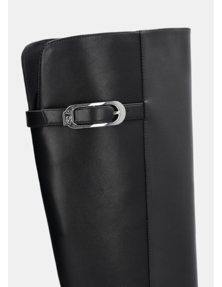 Liu Jo Donna Stivali Alti in Pelle con Fibbia e Tacco Largo 8,8 cm  | 