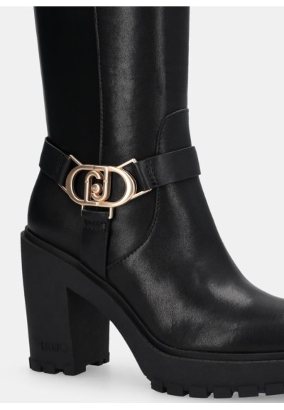 Liu Jo Donna Stivali Alti in Pelle con Plateau e Tacco Largo 10 cm  | 