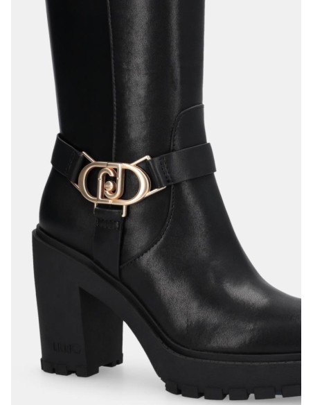 Liu Jo Donna Stivali Alti in Pelle con Plateau e Tacco Largo 10 cm  | 