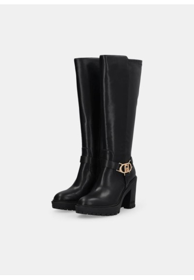 Liu Jo Donna Stivali Alti in Pelle con Plateau e Tacco Largo 10 cm  | 