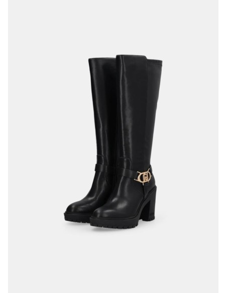 Liu Jo Donna Stivali Alti in Pelle con Plateau e Tacco Largo 10 cm  | 