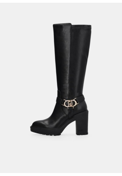 Liu Jo Donna Stivali Alti in Pelle con Plateau e Tacco Largo 10 cm  | 