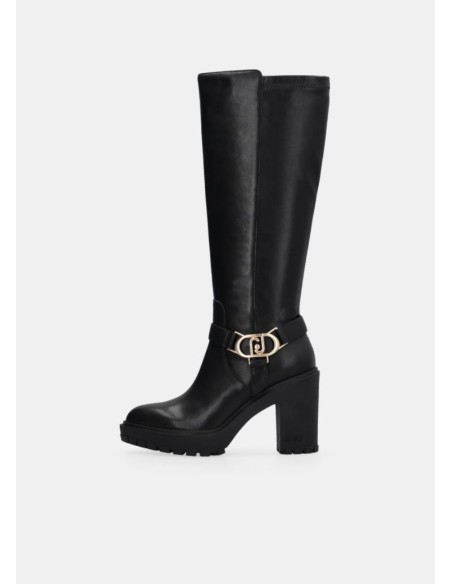 Liu Jo Donna Stivali Alti in Pelle con Plateau e Tacco Largo 10 cm  | 